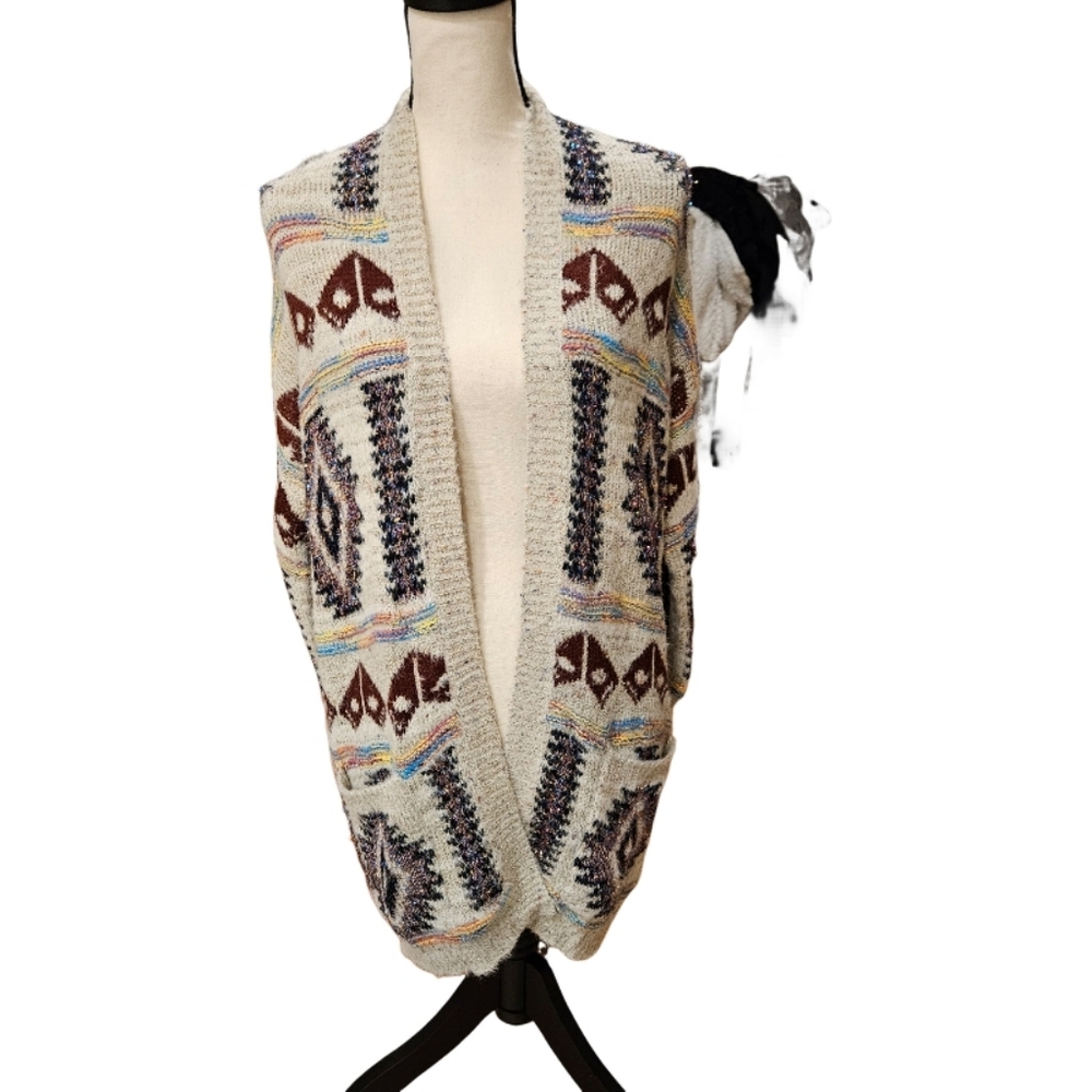 En Creme Southwestern Metallic Cardigan - Picture 3 of 10